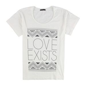 dirty violet Womens Love Exists Graphic T-Shirt, White, NWT